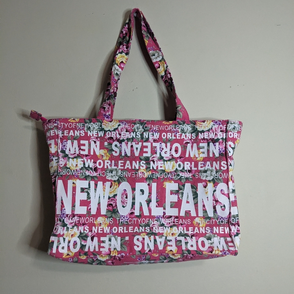 Robin Ruth New Orleans Pink Floral Spring Summer Tote Bag